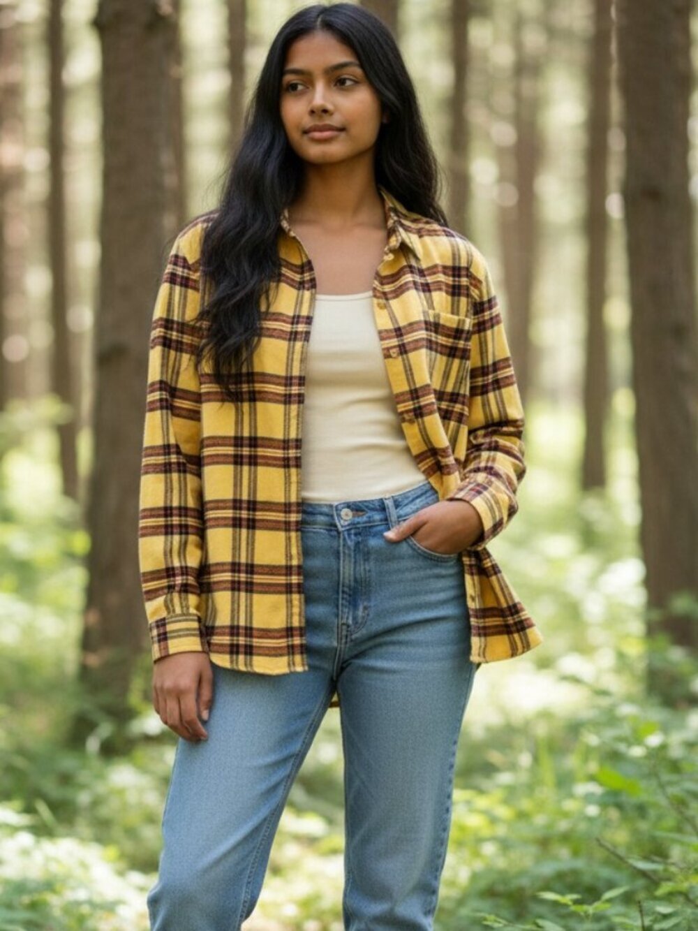 Buffalo Jackson flannel shirt S yellow cotton
